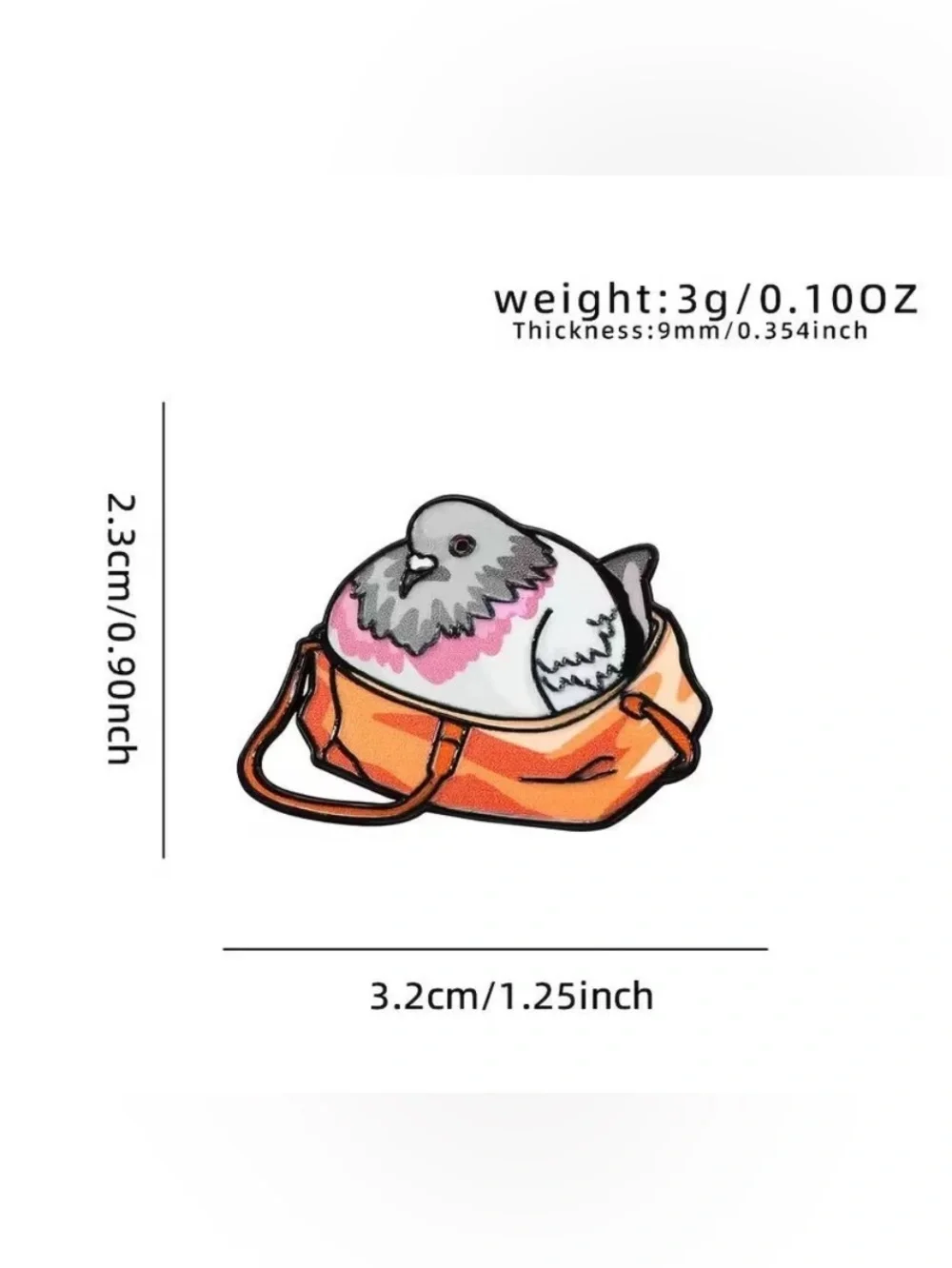 Cute Pigeon in Bag Enamel Pin – Chubby Bird Tote Bag Funny Lapel Pin